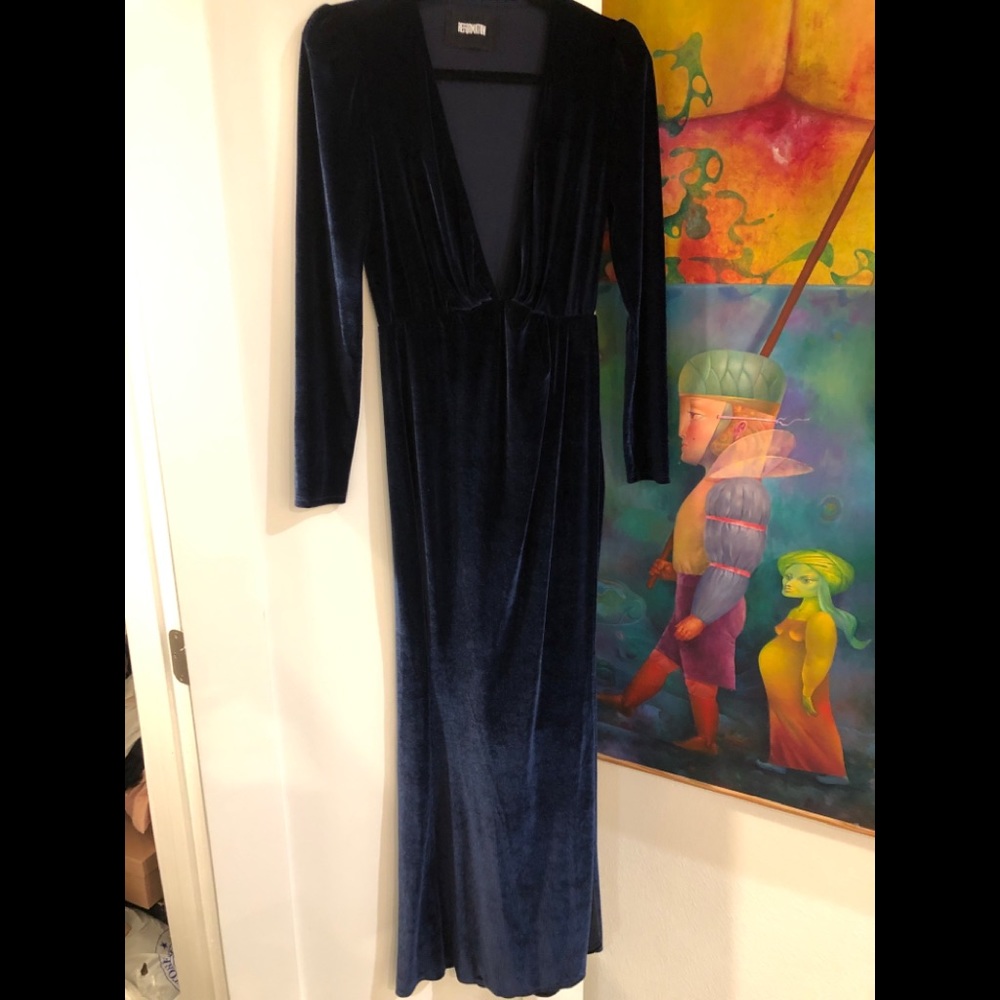 Reformation royal blue velvet evening dress